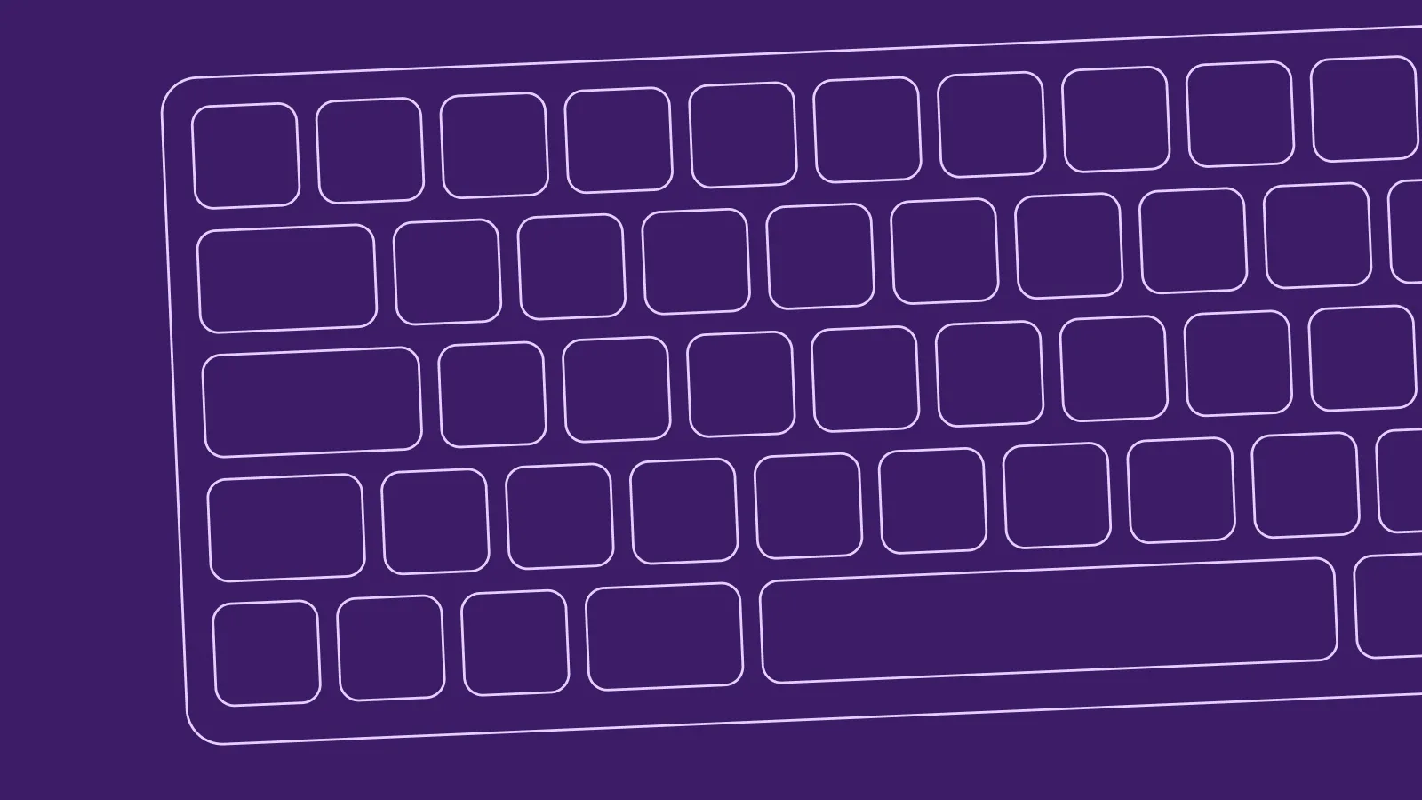 A keyboard drawn in outline on a deep purple field.