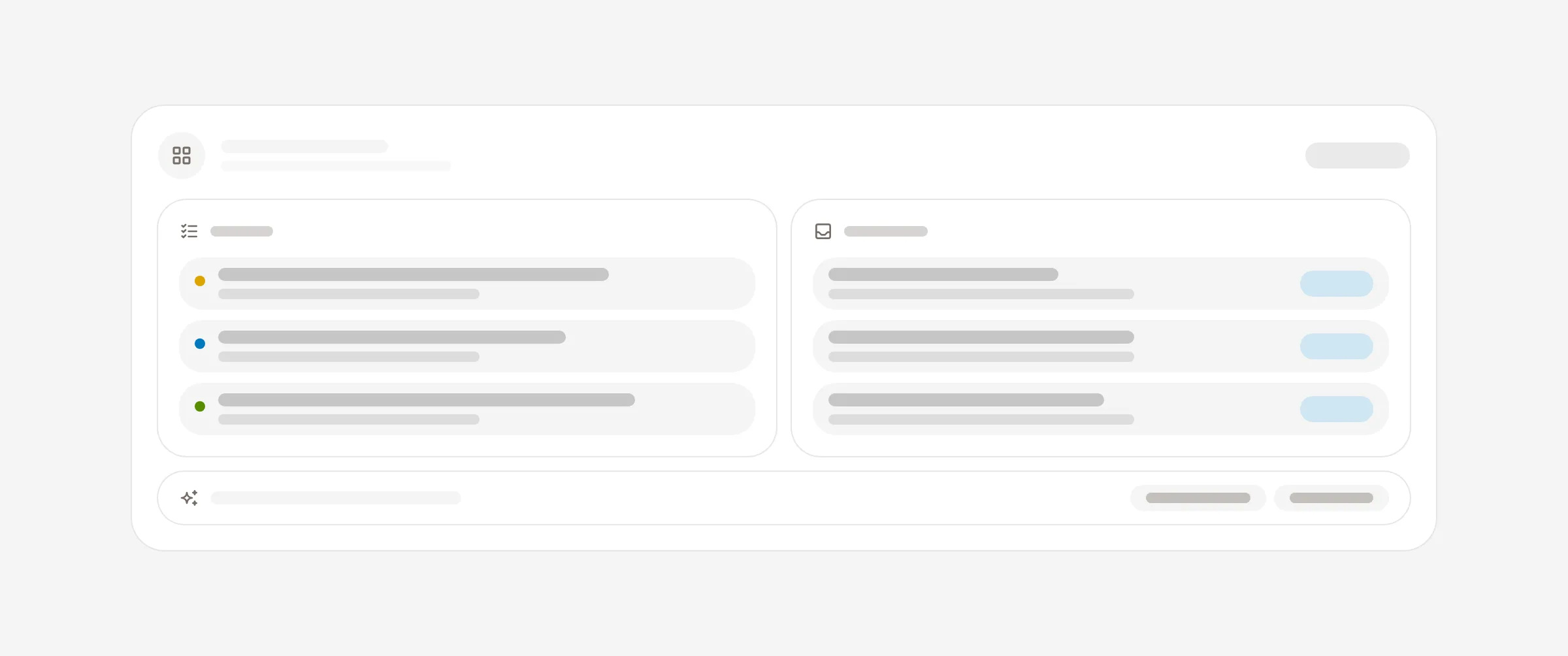 AI Agent overview showing workspace metrics, attention items, and current work.